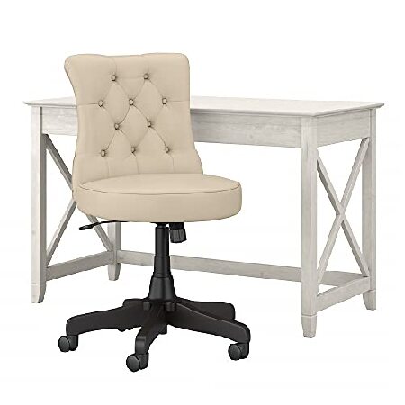 Bush Furniture key waste to lighting desk mid back tough tedo office chair 48Wlinen white oak parallel imported goods 