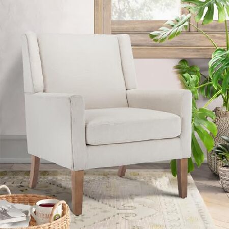 COLAMY modern wing back living room chair cloth-covered. fabric accent arm chair single sofa chair lounge seat wooden with legs parallel imported goods 