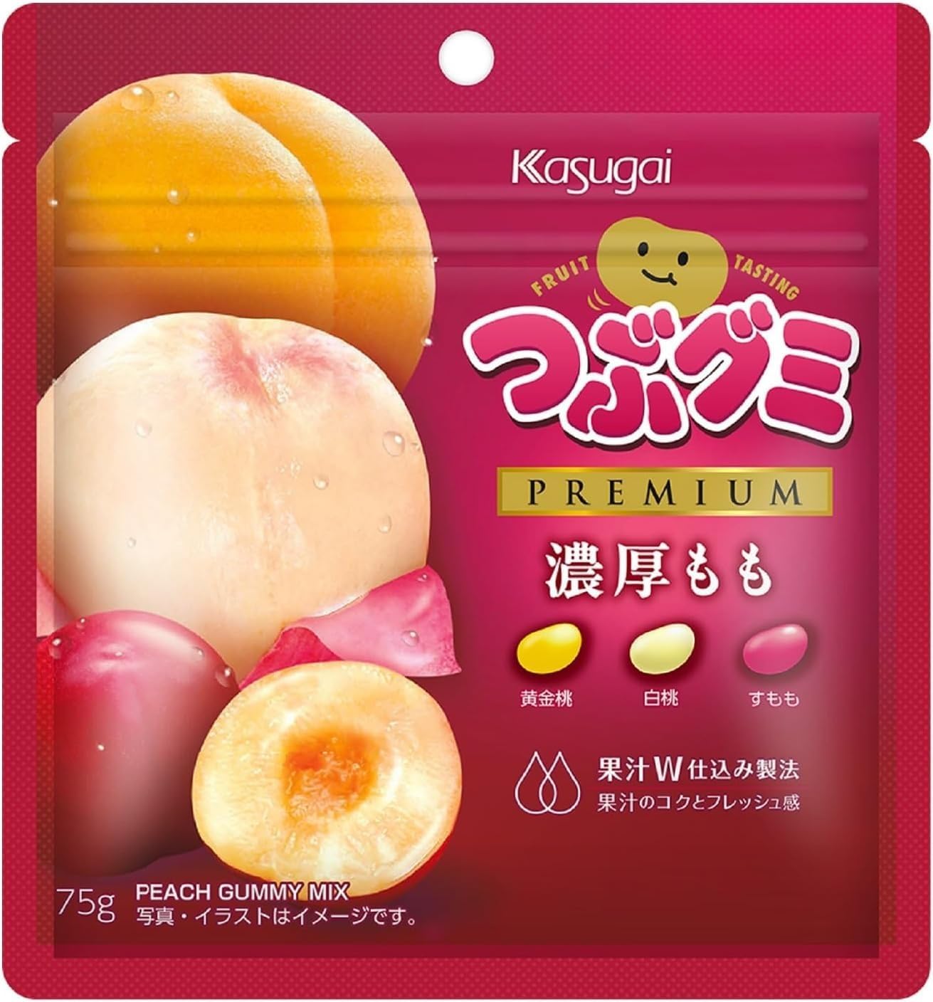 春日井製菓 つぶグミ premium濃厚もも 75g×10袋の商品画像
