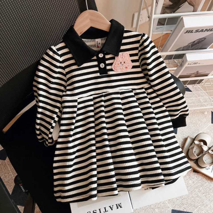  plain total pattern border girls long sleeve shirt blouse tunic flair back gya The - crew neck Kids child clothes Kids clothes girls girl 