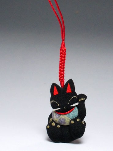  Japanese style strap for mobile phone crepe-de-chine craftsmanship black cat day mainland production (...).