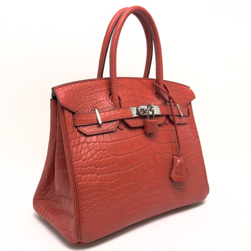  Hermes HERMES Birkin 30 Birkin 30 bag tote bag have gaiters mat rouge Indian red red silver metal fittings 