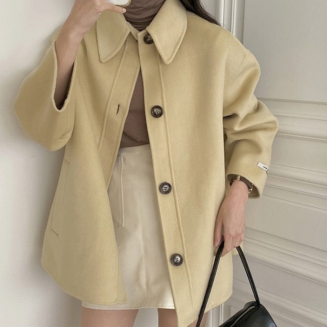 レディース Pコート ご予約品 きれいめ おしゃれ チェスター 襟 ウエストマーク ショートコート アウター