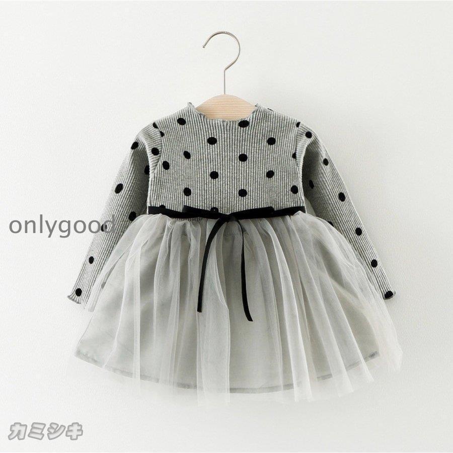 chu-ru One-piece Kids длинный рукав весна 70 80 90 100 входить . тип .. тип точка ребра розовый серый белый белый чёрный черный девочка ребенок одежда ребенок 