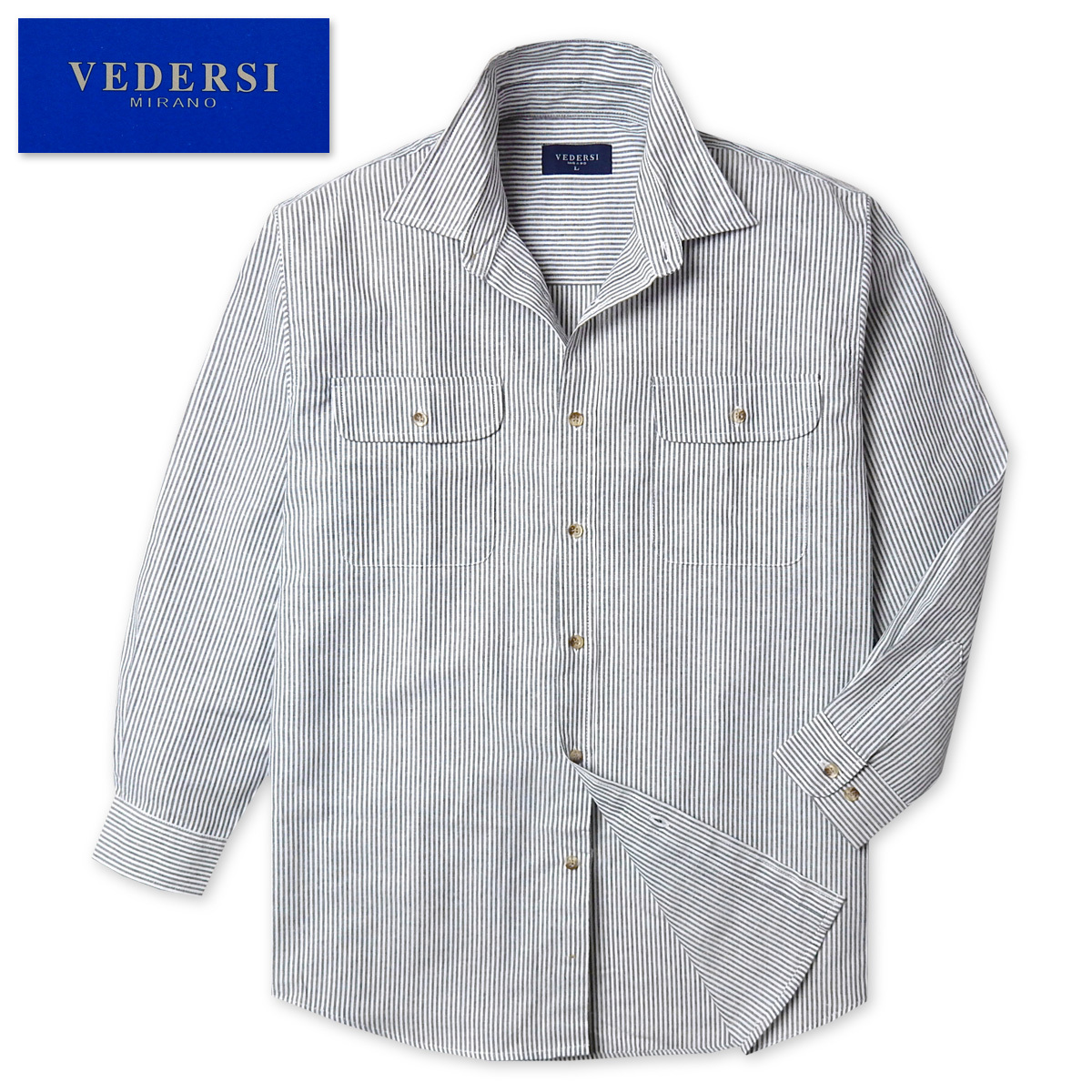   ストライプ長袖シャツとベストセット 3L fkc396_1.jpg