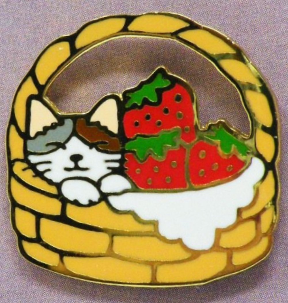pota кольцо кошка булавка z клубника корзина значок булавка брошь товары кошка смешанные товары подарок симпатичный три шерсть .. корзина фрукты 
