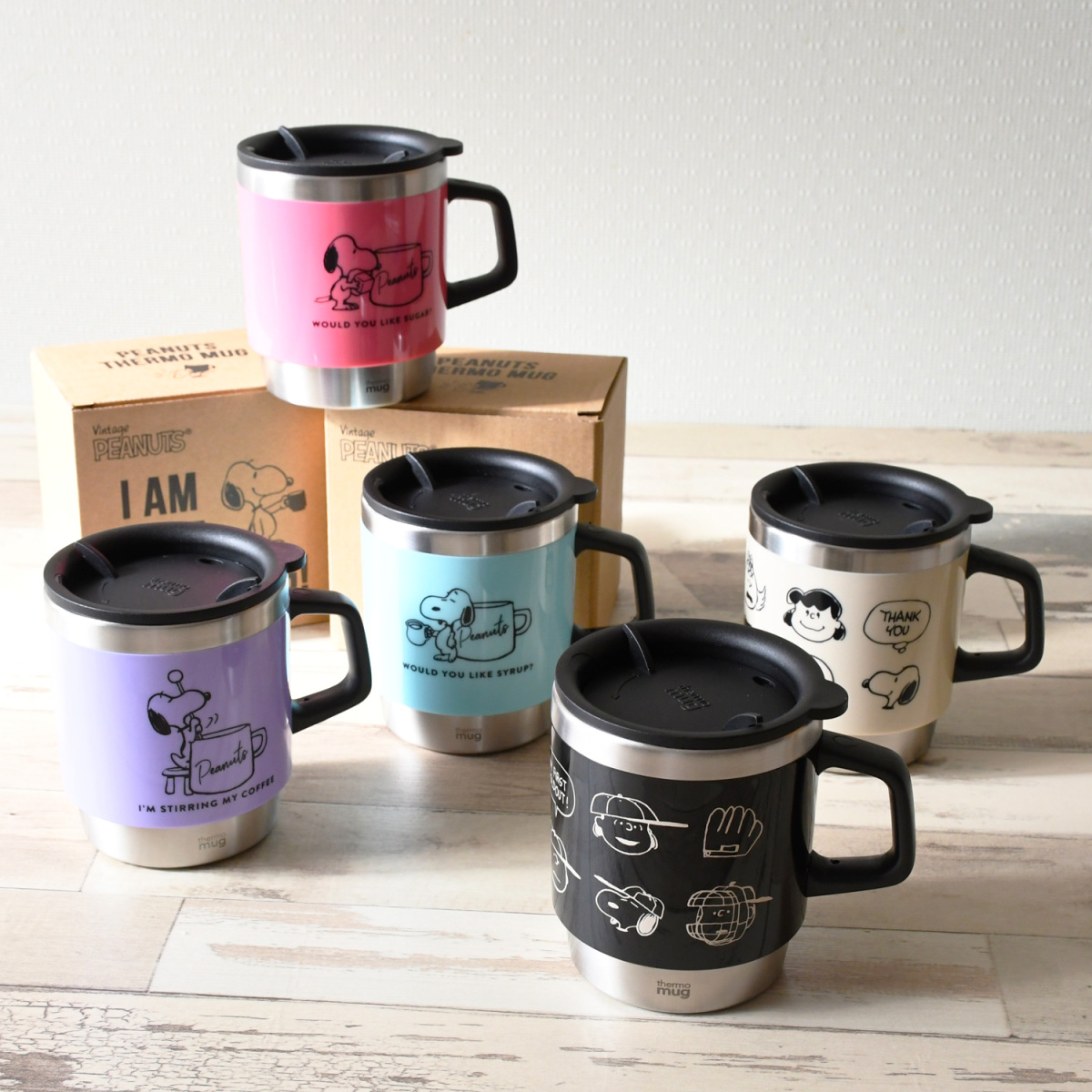 スヌーピー マグカップ 300ml Snoopy おしゃれ コップ コーヒーカップ サーモマグ ステンレス ブランド ペア 保温 蓋付き 新品未使用正規品 おしゃれ