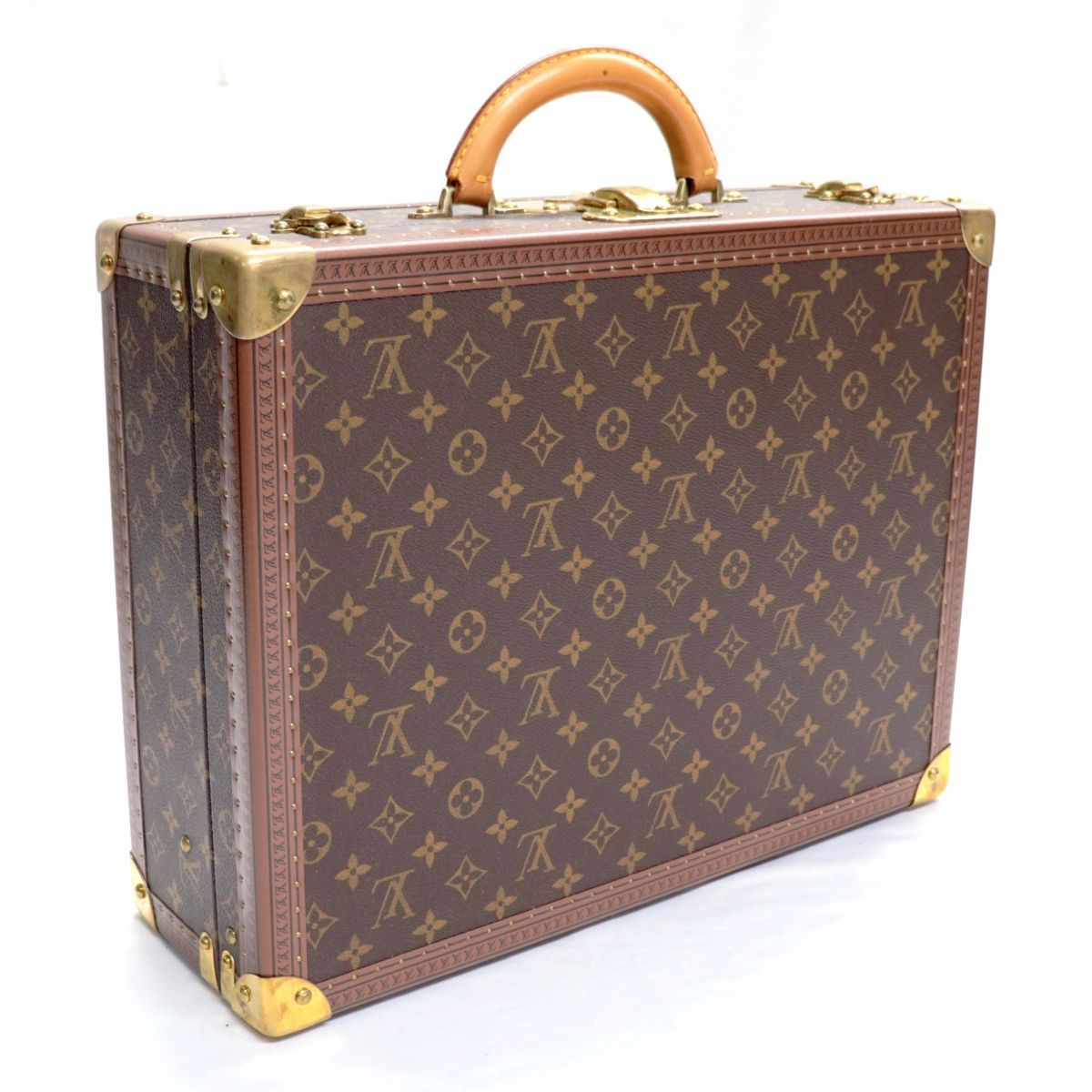  beautiful goods Louis Vuitton koto vi ru45 monogram trunk hard case attache case bag tea Gold metal fittings LOUIS VUITTON