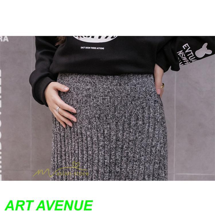  maternity skirt autumn winter knitted skirt ko-te long height A line skirt maternity wear production front postpartum high waist waist adjustment easy beautiful . on goods 