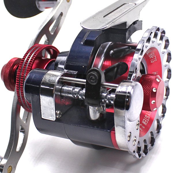. reel drum reel spool fishing sea bream hechi fishing right to coil one-side axis reel . fishing Kuroda i octopus squid 2.6:1 10BB red Revell Winder attaching fishing gear boat beginner 