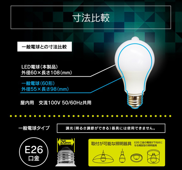  человек чувство сенсор LED лампа днем свет цвет 60W форма E26 высота распределение свет 786.7 люмен автоматика лампочка-индикатор HJK-60EL