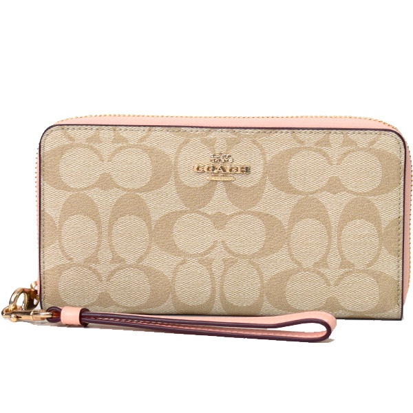COACH COACH ロングジップアラウンドウォレット シグネチャー キャンバス C4452 IMTYF（ライトカーキ/フェイデッドブラッシュ） レディース長財布の商品画像