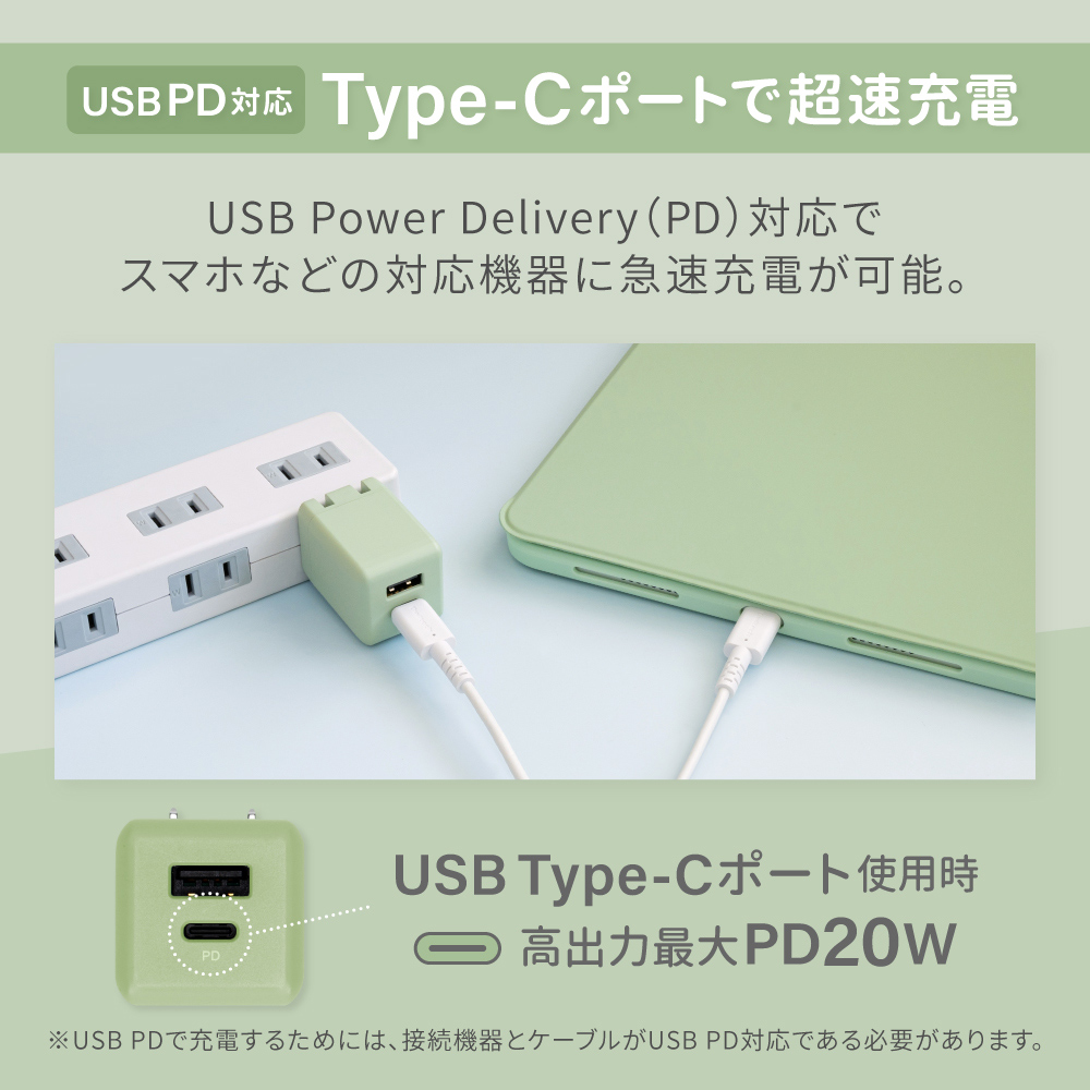 AC зарядное устройство USB Type-C Type-A PowerDelivery соответствует максимальный 20W мощность 