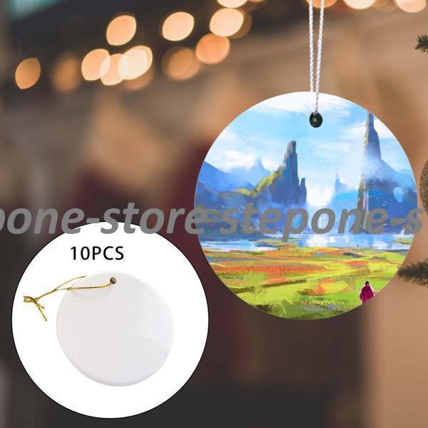 10 piece. .. ornament blank charm jewelry ceramic hanging key ring 