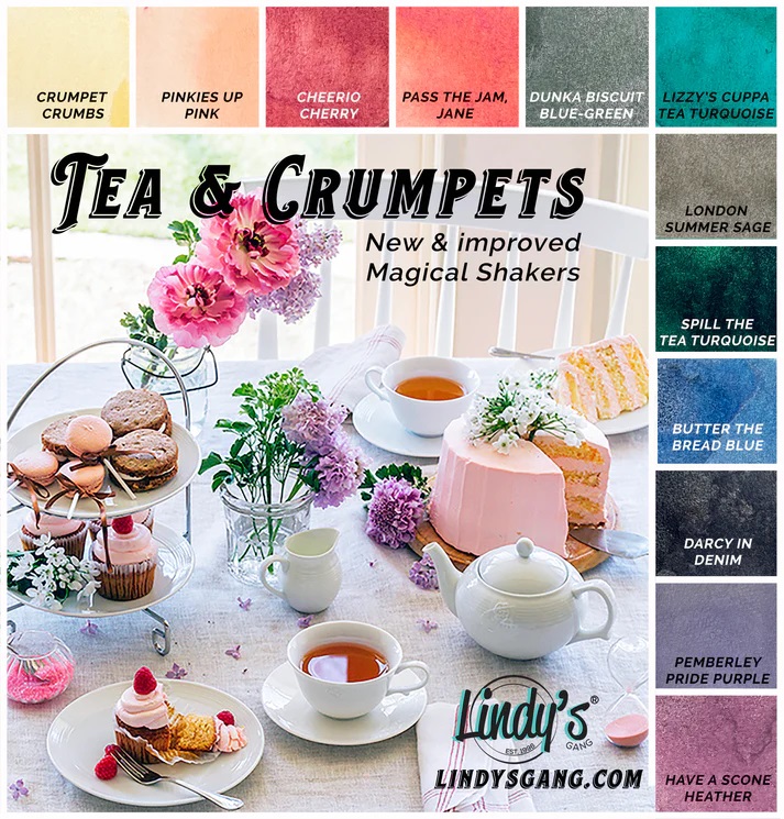  re-arrival [LINDY'S STAMP GANG ] magical shaker set Tea &amp; Crumpets NEW Magical Shakers 12pack 12 color set 