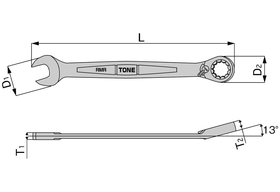  switch type ratchet socket wrench RMR-17 12 angle glasses spanner glasses wrench two surface width 17mm TONE