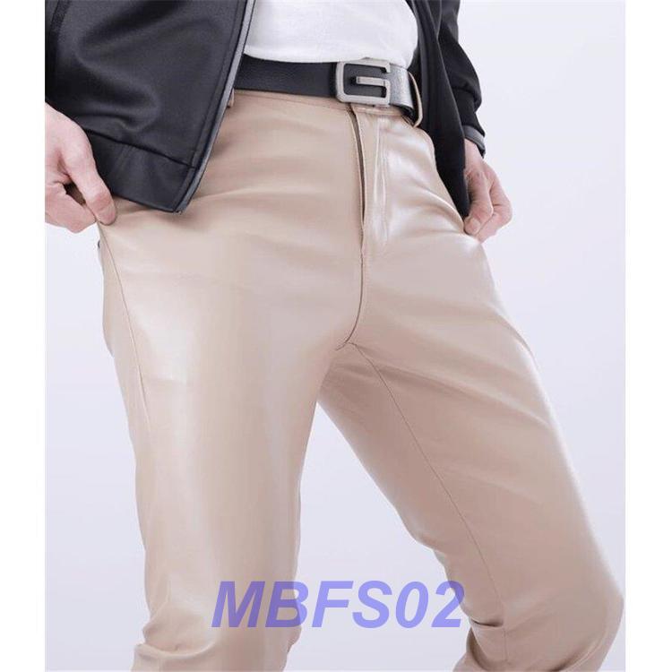  leather ntsu skinny men's skinny pants leather pants thin for motorcycle fake leather pants stretch trousers spring autumn good-looking large size 