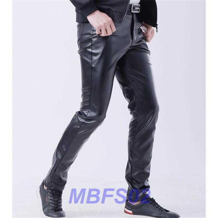  leather ntsu skinny men's skinny pants leather pants thin for motorcycle fake leather pants stretch trousers spring autumn good-looking large size 