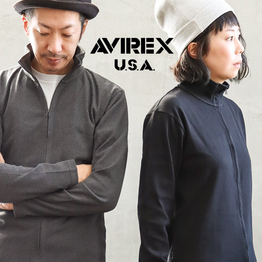 AVIREX(アヴィレックス) カーディガン ジップアップ ジャケット フードなし デイリーシリーズ 無地 リブ アヴィレックス