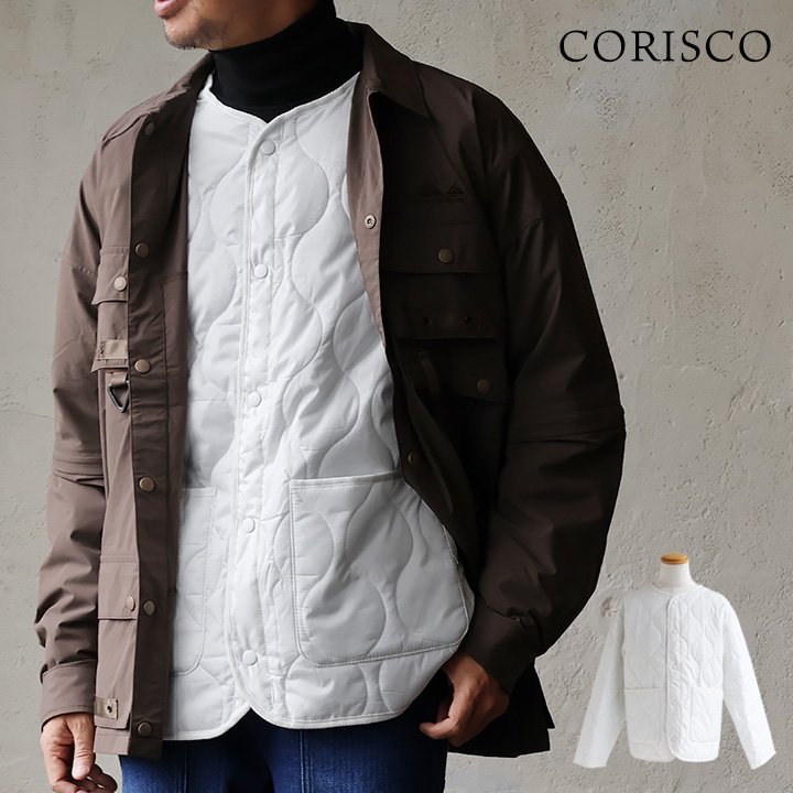 コリスコ(CORISCO) アウター ブルゾン ライナー ノーカラー 重ね着 ポリエステル 中綿 暖かい 軽い キルティング パティ
