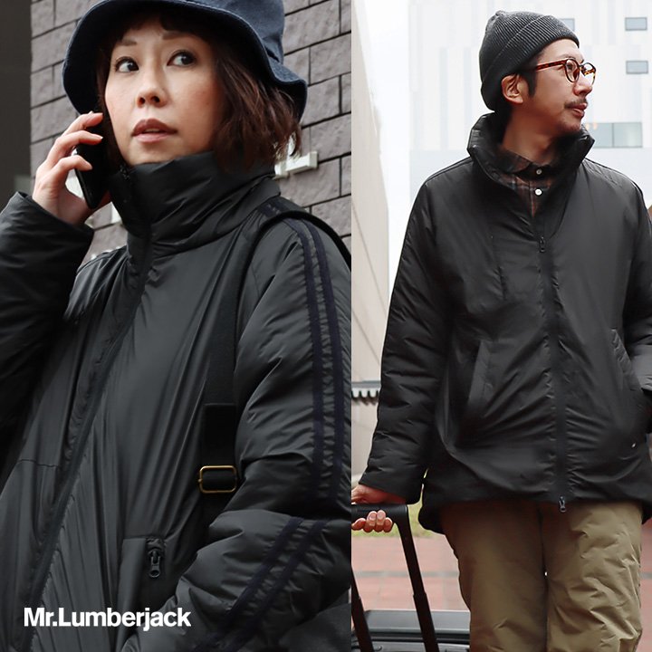 ダウンジャケット 7ポケット スタンドネック ブルゾン ジップアップ ラグラン リブ 軽い 撥水 中綿 サーモライト 冬 アウター