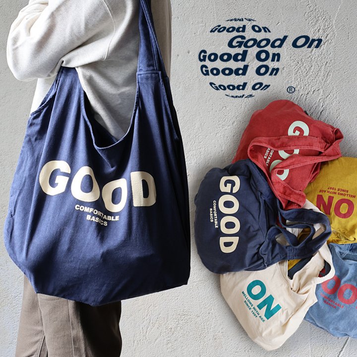 グッドオン バッグ トートバッグ カバン 鞄 ロゴ 米綿 コットン100 日本製 ピグメント ロゴ プリント 大容量 A4 パティ
