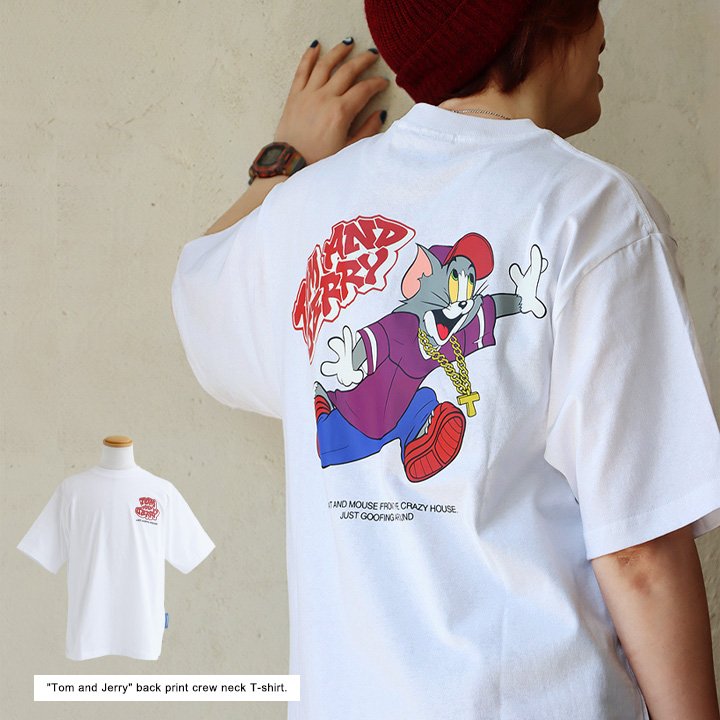 Tシャツ 5分袖 クルーネック バックプリント トム＆ジェリー キャラクター アニマル 綿100 コットン ゆったり パティ
