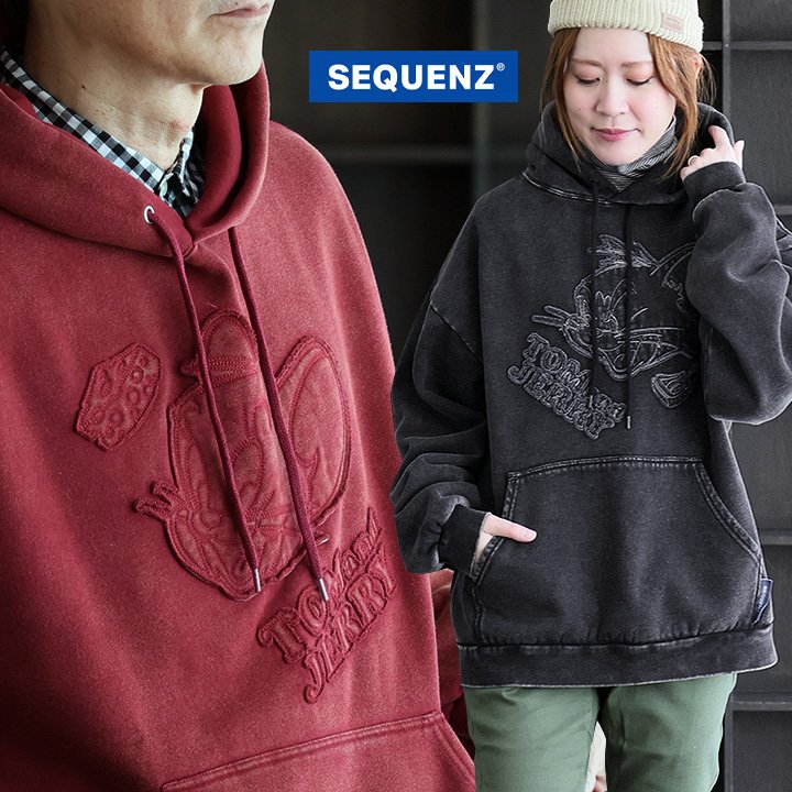 パーカー 長袖 アニマル キャラクター ワッペン ピグメント 褪せ色 ポリエステル コットン 裏起毛 パティ