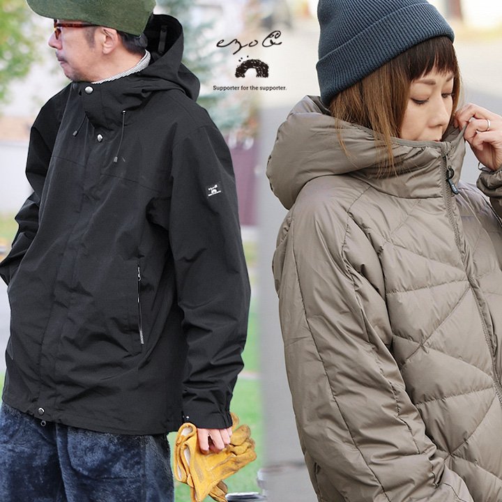 ezo& マウンテンパーカー ダウンジャケット 3WAY 撥水 軽い 防風 暖かい ハイネック ダブル ジップ ポケット パティ ezo＆ エゾト