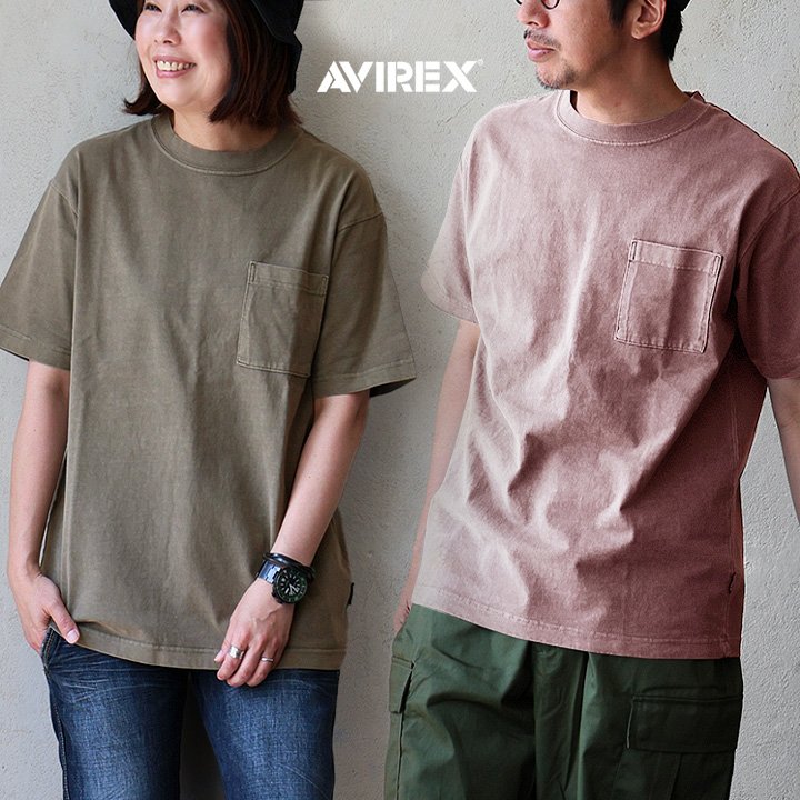 AVIREX(アヴィレックス) アヴィレックス Tシャツ 半袖 クルーネック 無地 綿100 コットン ピグメント タフ 胸ポケット 夏 パティ