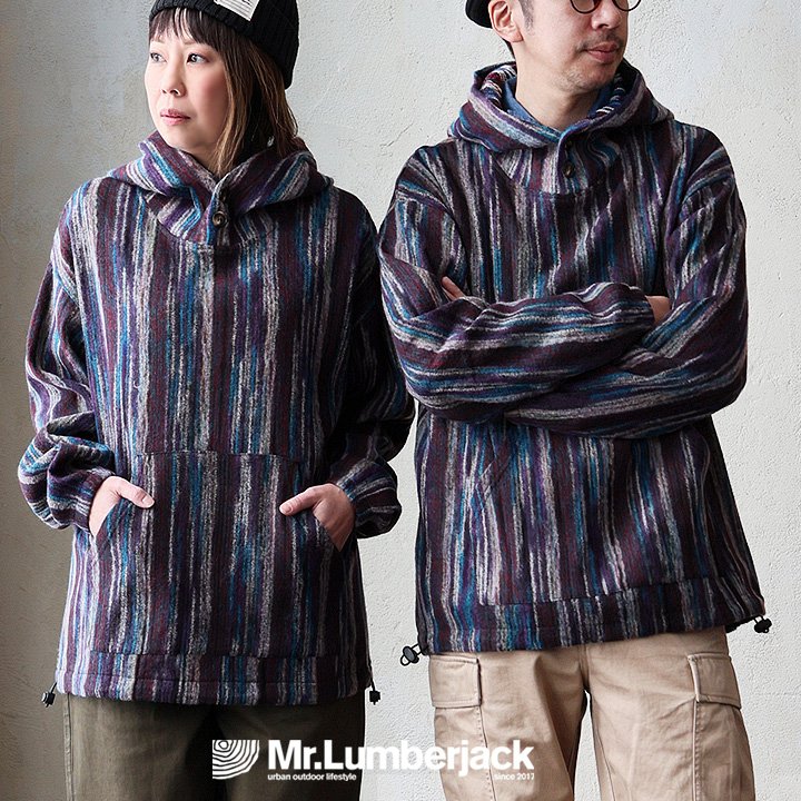 パーカー メキシカンパーカー 長袖 ポケット ワイド 着痩せ ハイネック 袖ゴム 裾ドローコード ミスターランバージャック