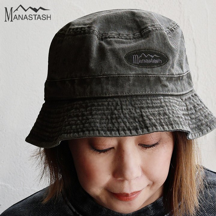 マナスタッシュ(MANASTASH) マナスタッシュ ハット バケットハット 帽子 綿100 コットン ピグメント 褪せ色 しっかり生地 ロゴ パティ