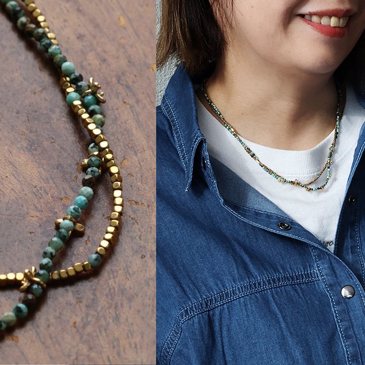 ネックレス 二連ネックレス 金属 ビーズ 磁石 シルバー プレゼント 贈り物 カジュアル ヴィンテージ お洒落 パティ