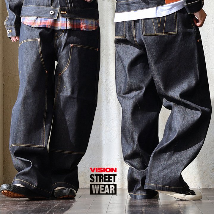 ヴィジョンストリートウェア パンツ デニムパンツ ストレート ワイド リジッドデニム コットン ダブルニー パティ