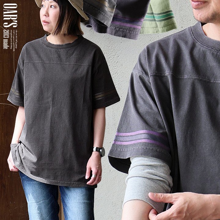オールズ(OAR'S) tシャツ 半袖 5分袖 ユーズド カラー ビッグシルエット 夏 涼しい 冷感 綿100 コットン アメカジ パティ オールズ