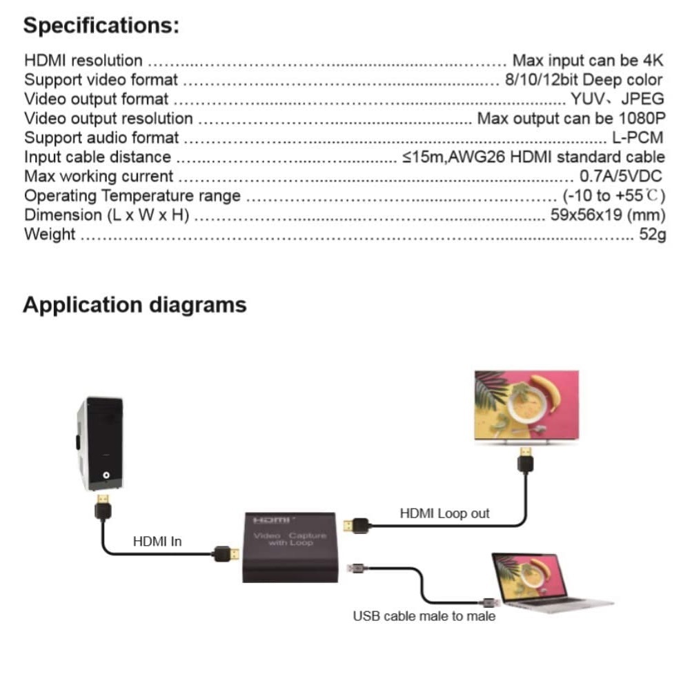  audio video capture card loop attaching female - female full HD 1080P 30FPS free shipping 