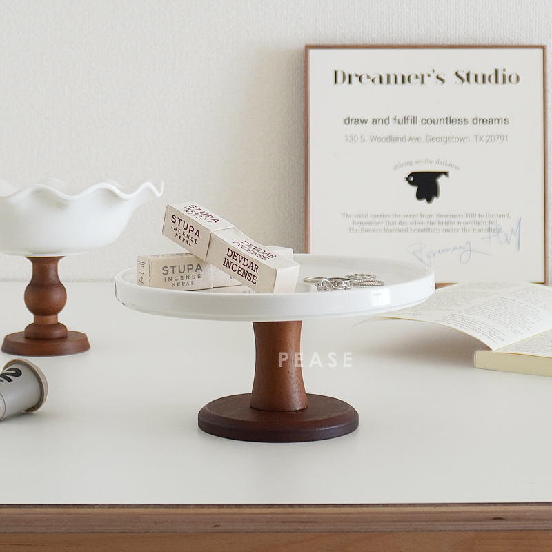  wood × ceramic tray player -to Northern Europe accessory stand display plate stylish lovely Korea interior 