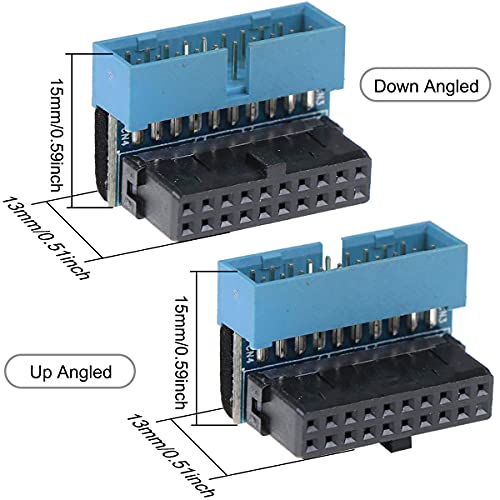 Xiatiaosann USB 3.0 20 pin male - female extension adaptor on downward 90 times motherboard main board for,ATX 19 pin connector 19 pin power supply adapter person direction conversion L