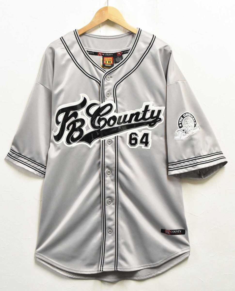  big size FB COUNTY Baseball shirt uniform number ring silver gray men's 2XL corresponding (24250