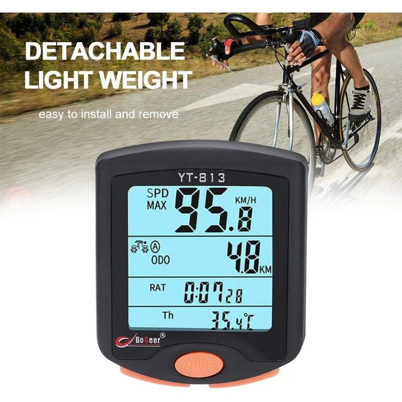  cycle computer bicycle computer speed meter LCD screen backlight attaching hour / Speed / mileage / temperature etc. display over 