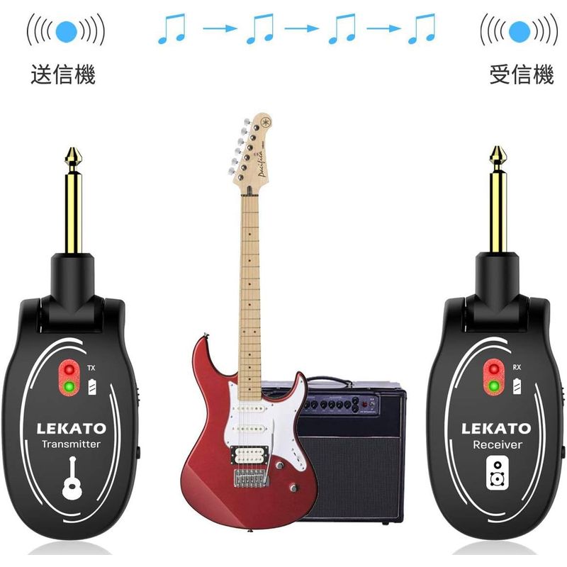 LEKATO wireless guitar system 2.4GHz wireless audio electric guitar transmitter receiver digital built-in rechargeable lithium 