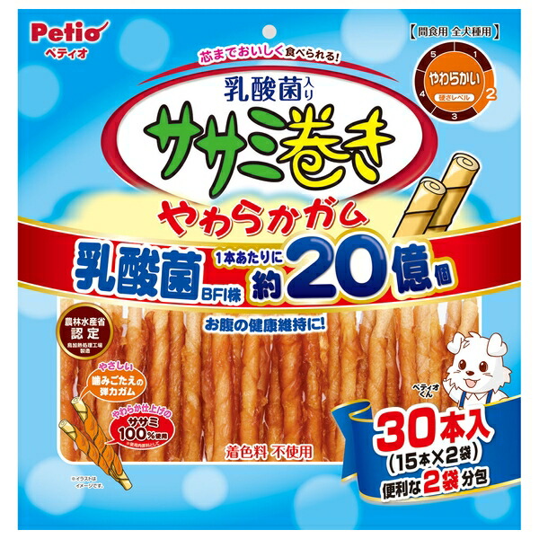 ペティオ ササミ巻き 乳酸菌入り やわらかガム ３０本入