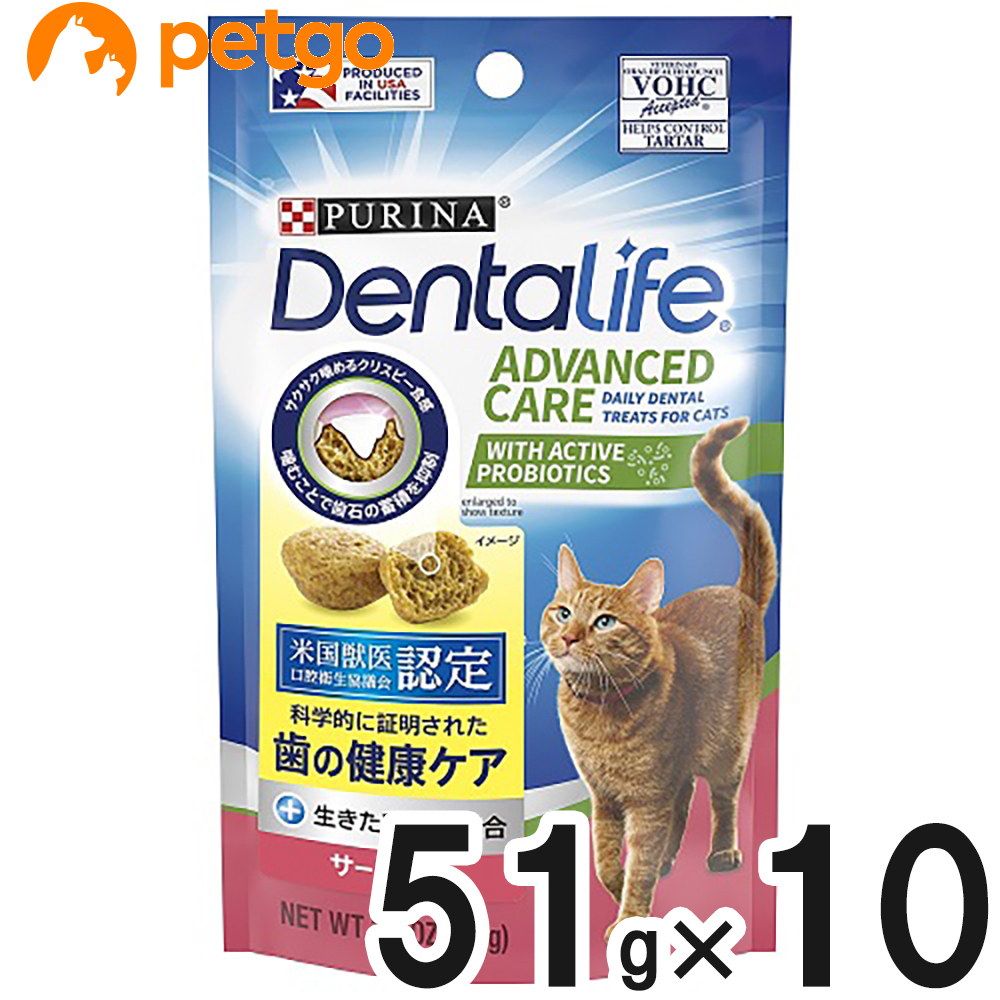 Nestle ピュリナ デンタライフ キャット デンタルケアスナック サーモン味 51g×10個 PURINA 猫用おやつの商品画像