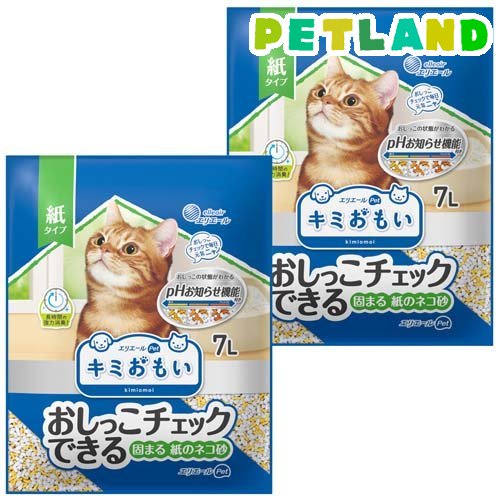 エリエール キミおもい おしっこチェックできる固まる紙のネコ砂 7L×2個 猫砂の商品画像