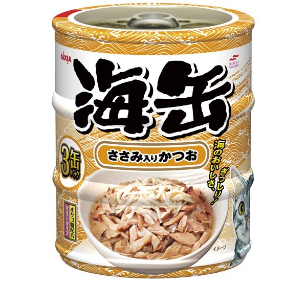 アイシア 海缶ミニ3P ささみ入りかつお 180g（60g×3缶）×1セット 猫缶、ウエットフードの商品画像