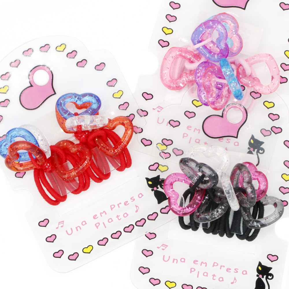 キッズ用カラフルハートフレームヘアゴム クリア リング ラメ キラキラ 女の子 子供 かわいい ギフト シンプル 新作入荷 プレゼント用にも ジュニア ミニ ガール 小振り
