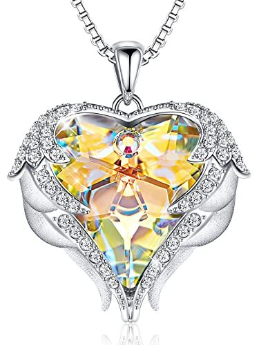 天使の羽 ネックレス スワロフスキー元素クリスタルを採用 ハートのデザイン ボックス付き 女性用 イエロー 天使の羽 ネックレス スワロフスキー元素クリスタルを採用 ハートのデザイン ボックス付き 女性用 イエロー CDE for