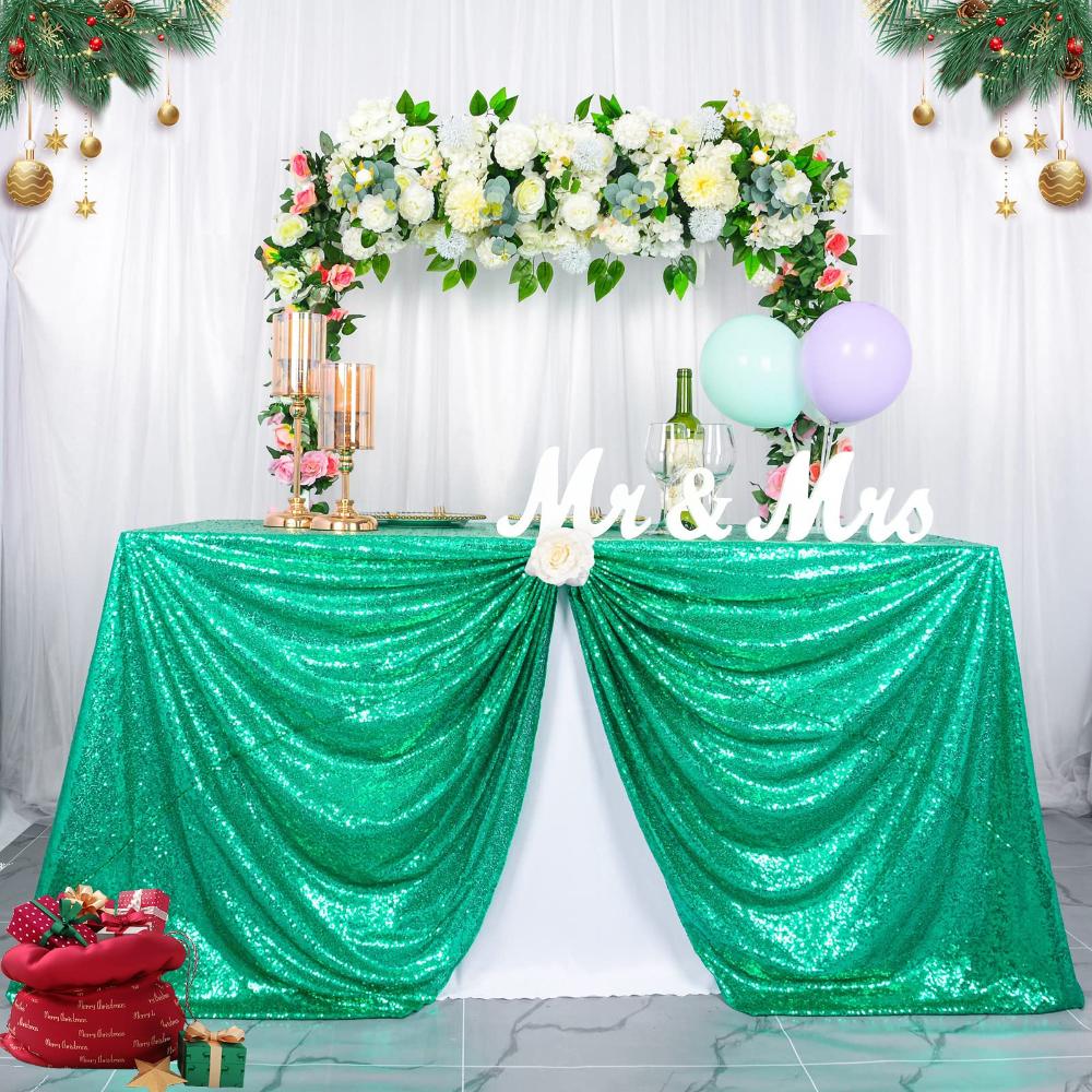 Sequin Tablecloth Rectangular 60x102-Inch Green, 5FT Table 60x102-Inch Sequ