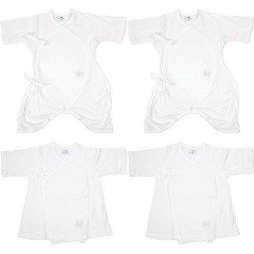 enzeru baby распашонка детский комбинезон-платье 4 шт. комплект бок сетка модель новорожденный нижнее белье сделано в Японии рождение подготовка празднование рождения 50~70cm хлопок 100% через год материалы 
