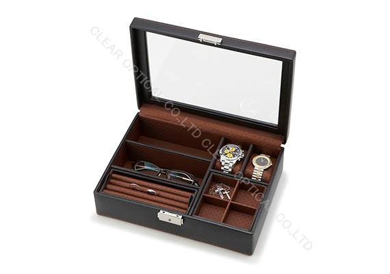 L size men's box glasses farsighted glasses sunglasses clock small articles accessory ring ring collection box case imitation leather exhibition storage Father's day Respect-for-the-Aged Day Holiday 